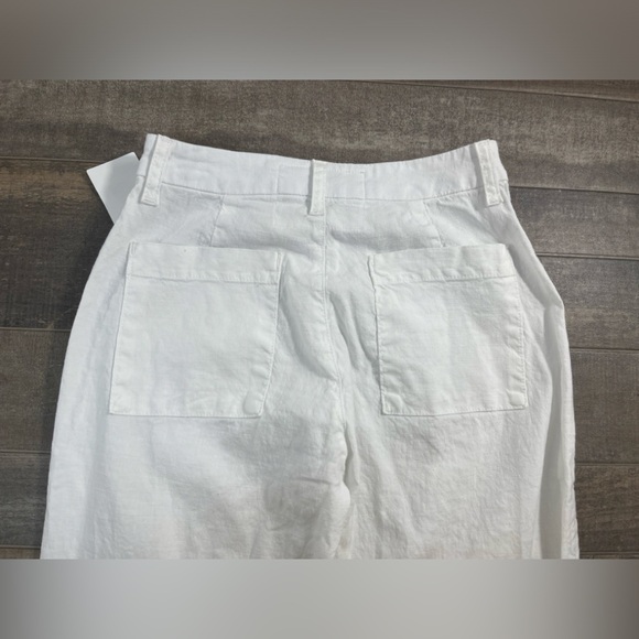 Frank and Eileen White Kinsale Cropped Pants w/ Raw Hem Cotton and Flax … - Picture 4 of 14